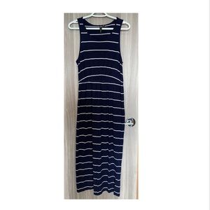 Cotton On long blue striped sleeveless dress (Large)